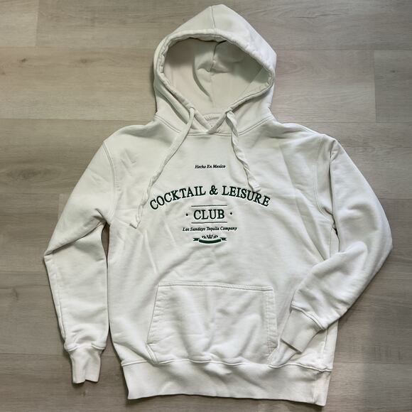 Los Sundays Tequila Cocktail and Leisure Club Hoodie White and Green Medium - Picture 1 of 10